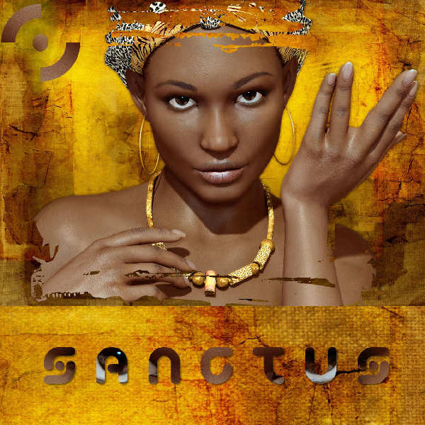 Artwork of “Sanctus”: “Sanctus” is a powerful electro piece blending fat synthesizers and a female Gregorian Choir singing in Latin.